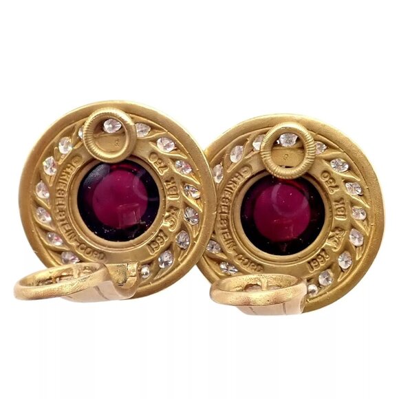 Rare! Vintage Kieselstein Cord 18k Yellow Gold Garnet Diamond Earrings 1997 - Picture 10 of 13
